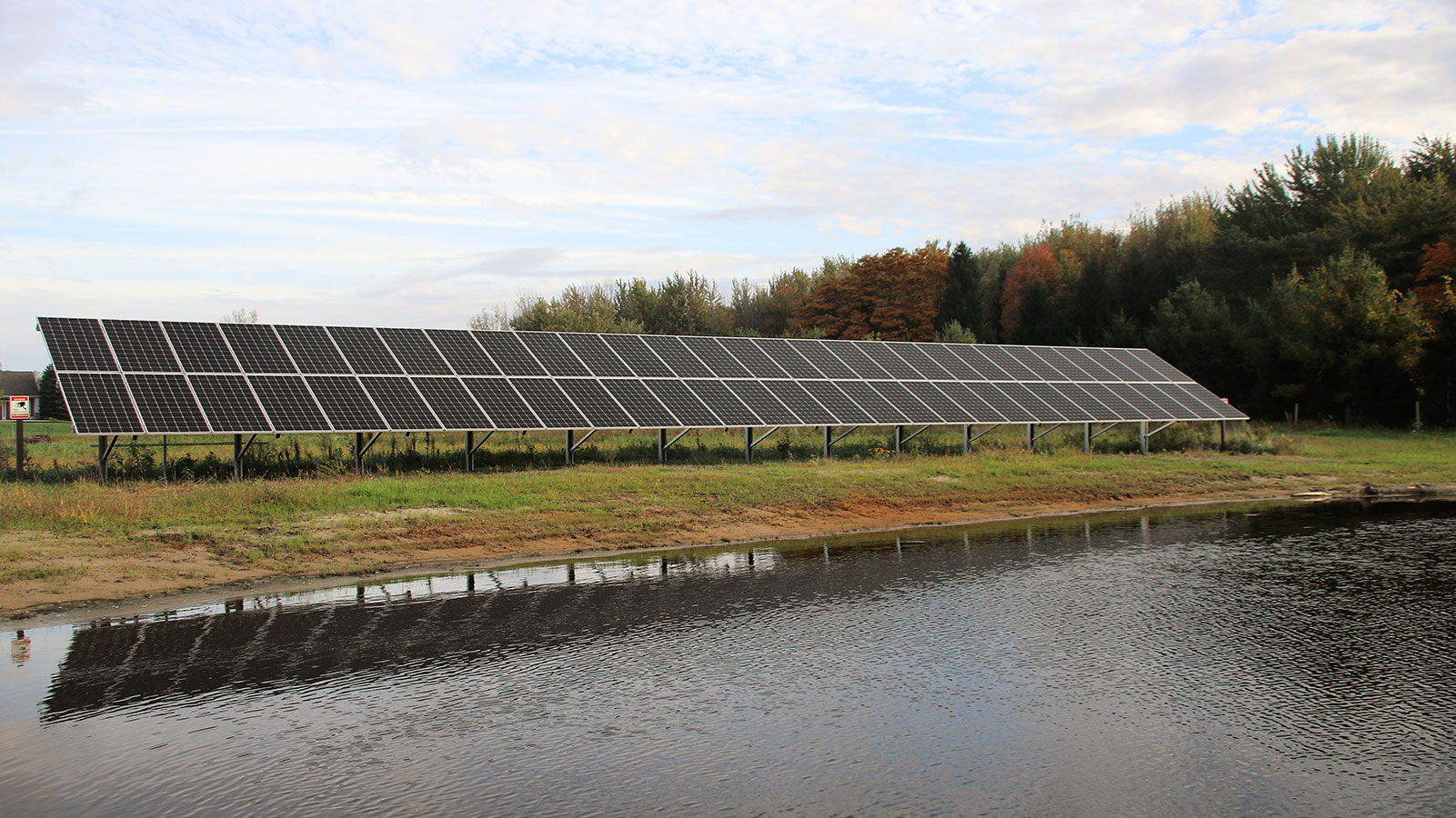 Solar array near pond
